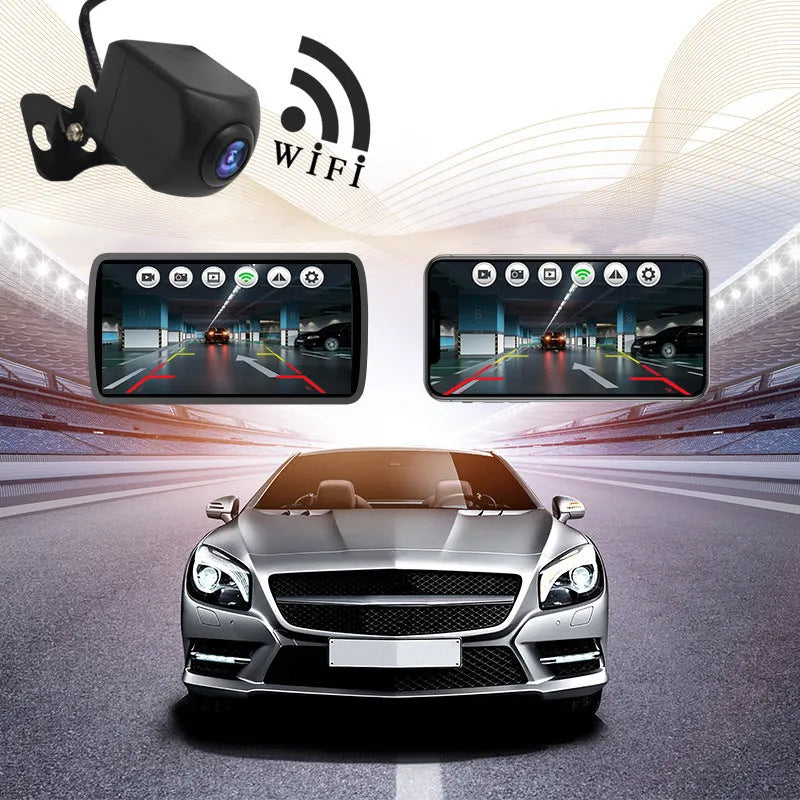 Black reversing camera with wide-angle lens and starlight night vision, size 13.2 x 8.2 x 4.6cm