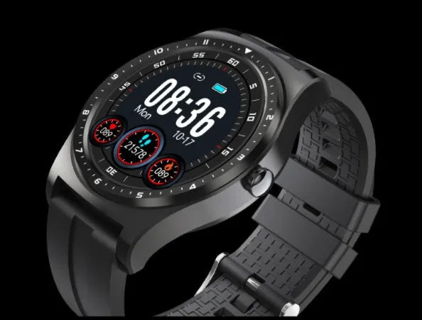 Full circle touch screen smart watch for health monitoring on a silicone wrist strap