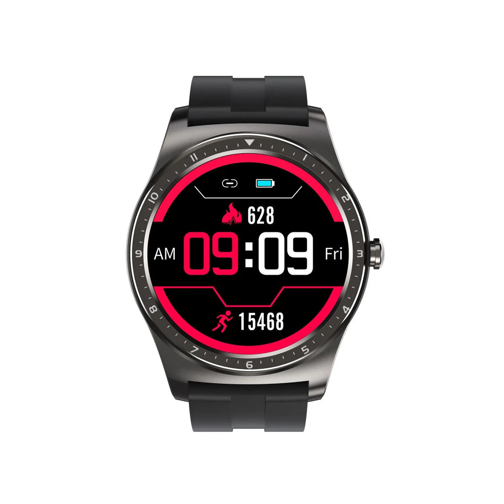 Full circle touch screen smart watch for health monitoring on a silicone wrist strap