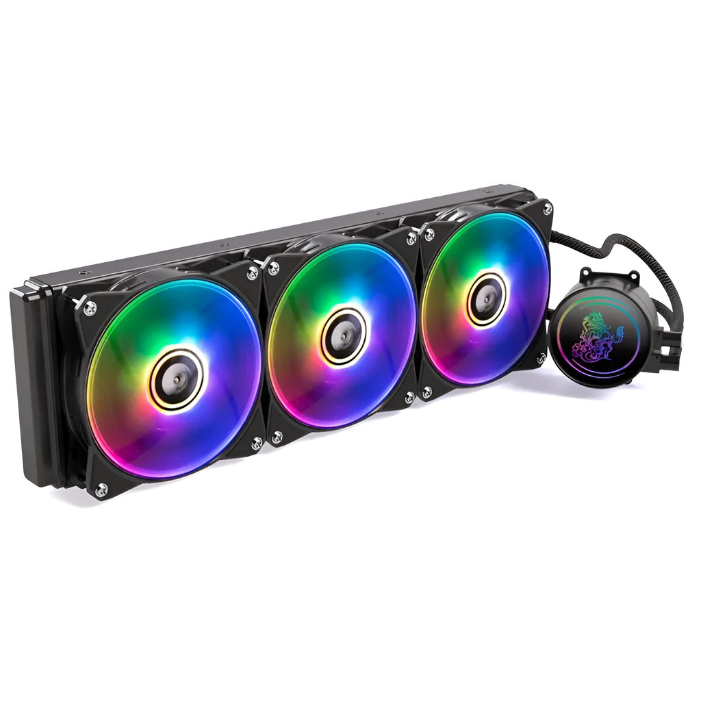 Kirin 240mm ARGB CPU water cooling radiator with colourful lighting and copper-aluminum construction