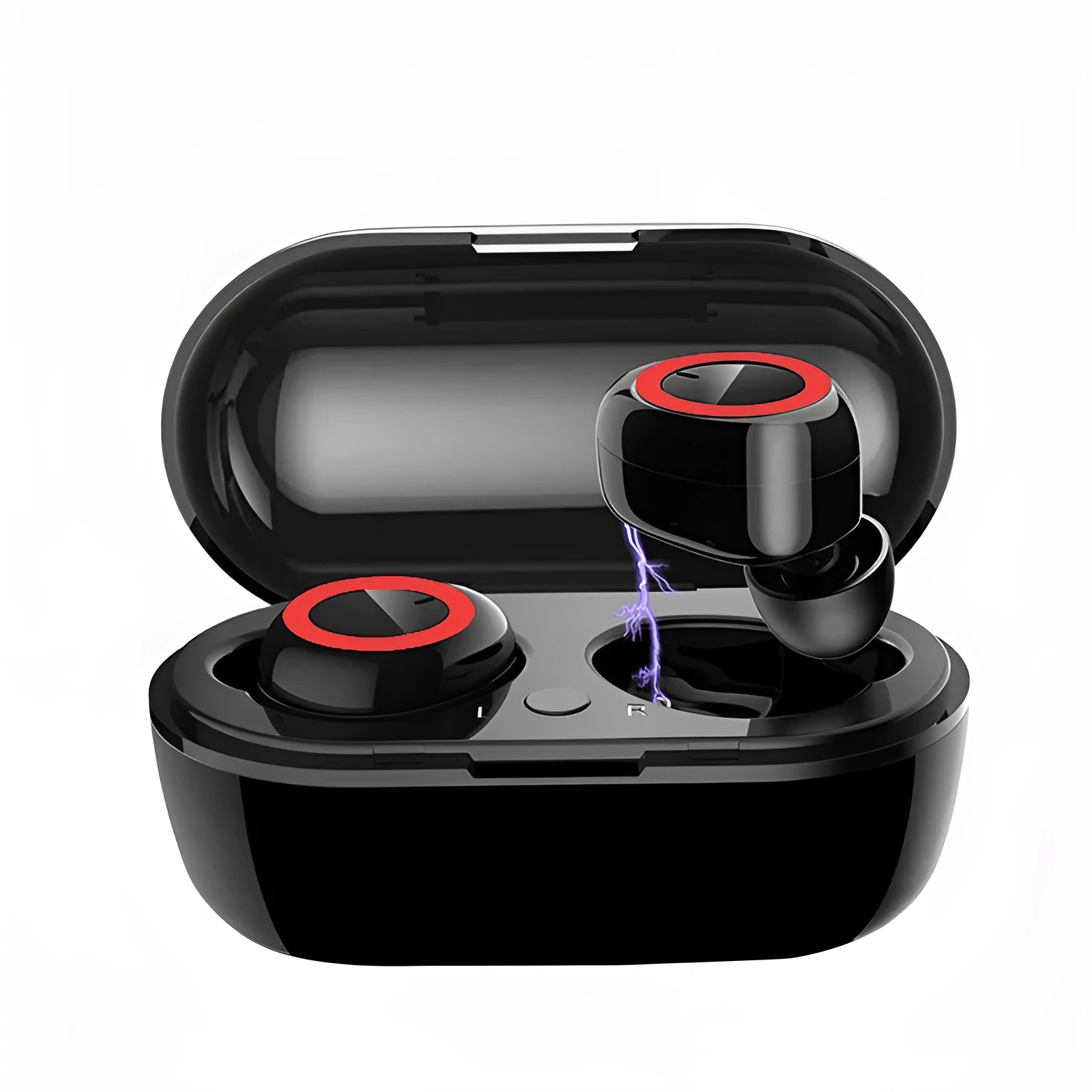 TWS Bluetooth wireless stereo headset with earplug-style design shown in black colour variant