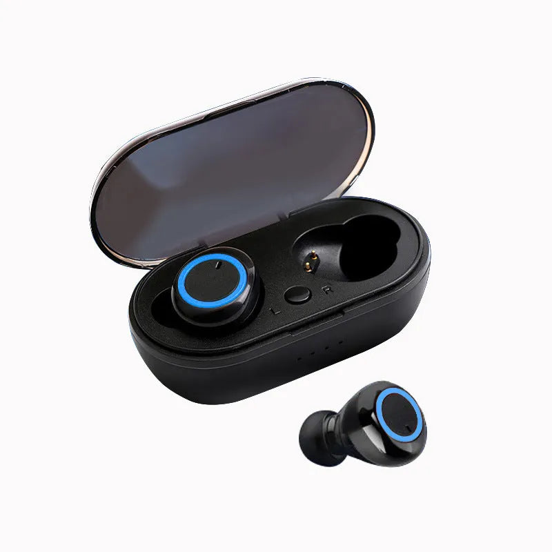 TWS Bluetooth wireless stereo headset with earplug-style design shown in black colour variant