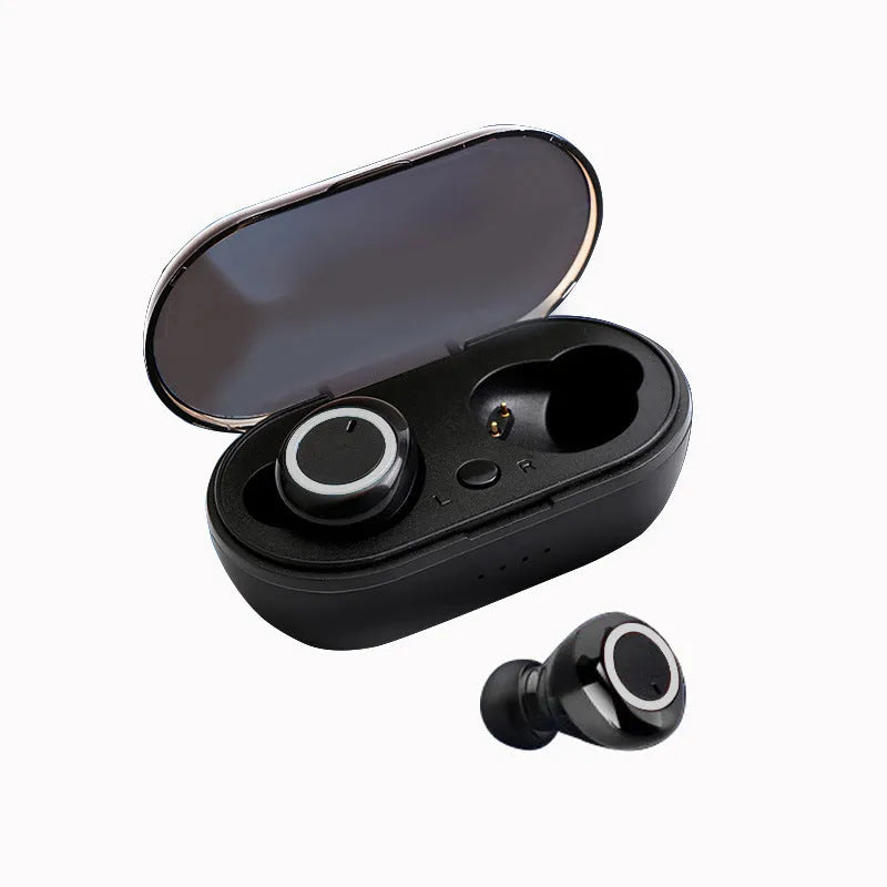 TWS Bluetooth wireless stereo headset with earplug-style design shown in black colour variant