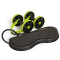 Black quiet ab wheel with ABS PP frame and EVA cushion on a neutral background