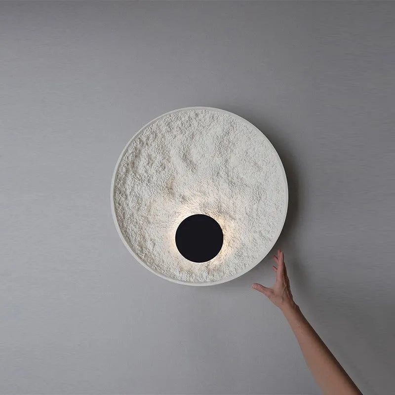 White iron wall lamp with modern digital design for bedside and hotel lighting