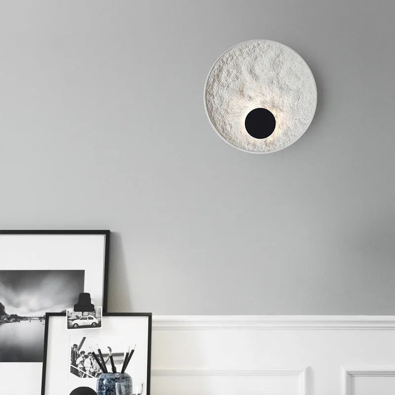 White iron wall lamp with modern digital design for bedside and hotel lighting