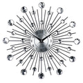 33cm round silver metal wall clock with aluminium dial on a wall
