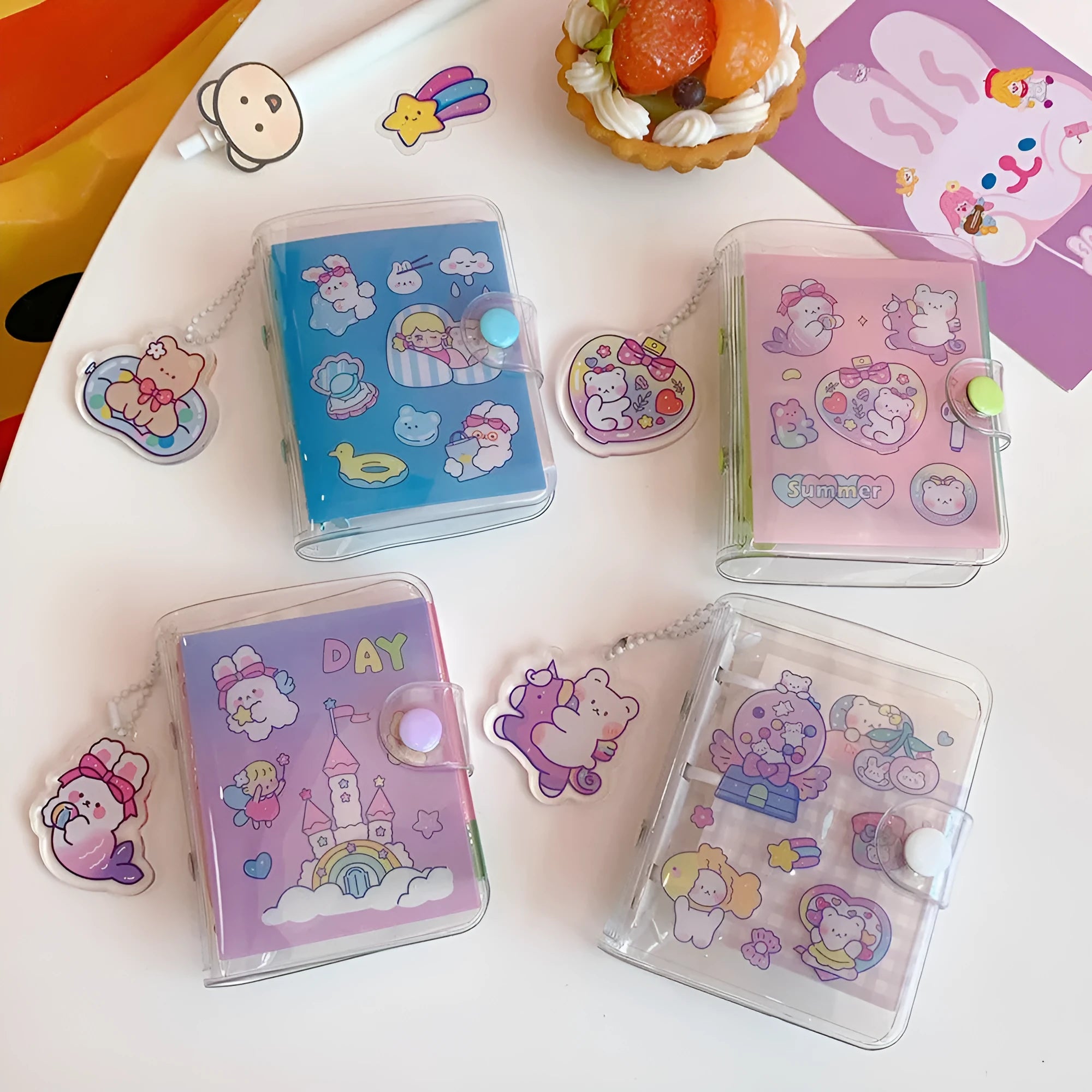 Hand Ledger Cute Girl Japanese loose leaf notebook with paper pages in four colour styles love bear candy bear star bunny rainbow castle