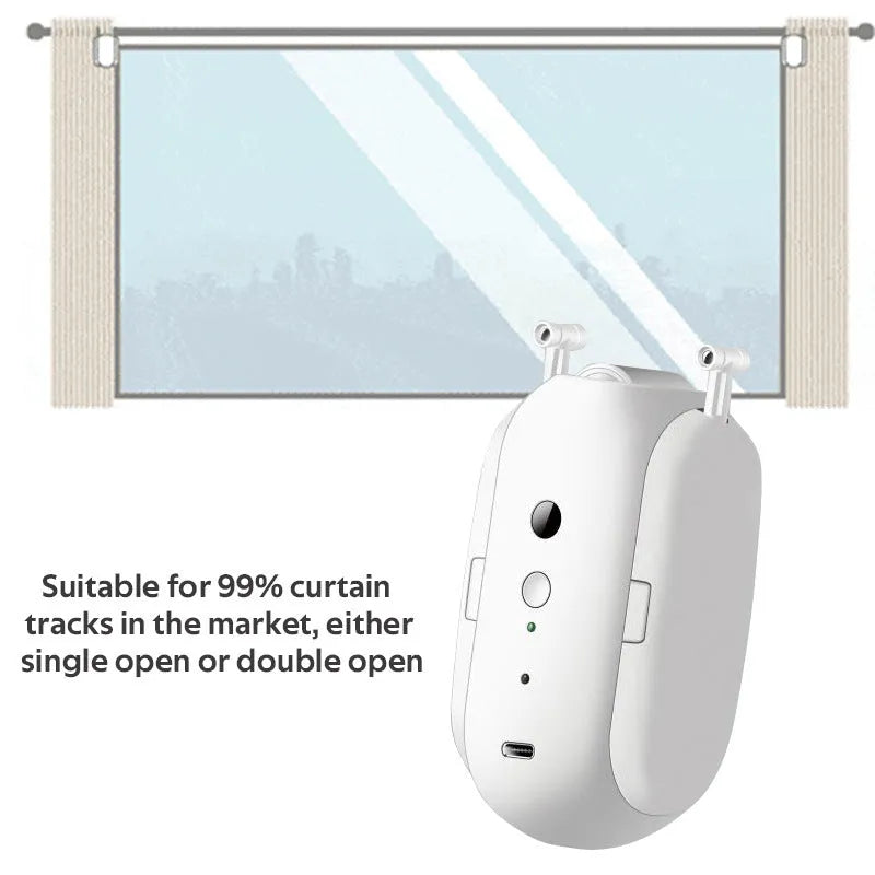 Smart curtain robot with Bluetooth and app control mounted on a rail
