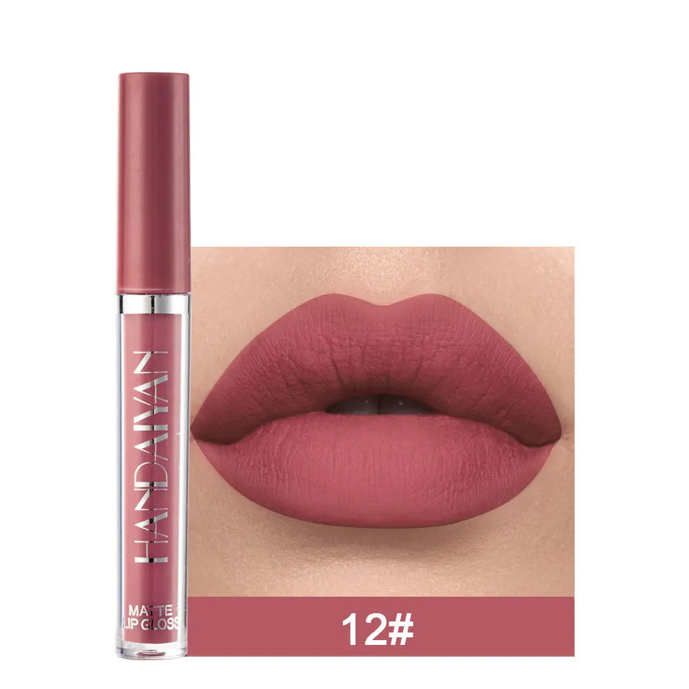 Matte non-stick cup liquid lipstick tube in 2.5ml size showing various colour options