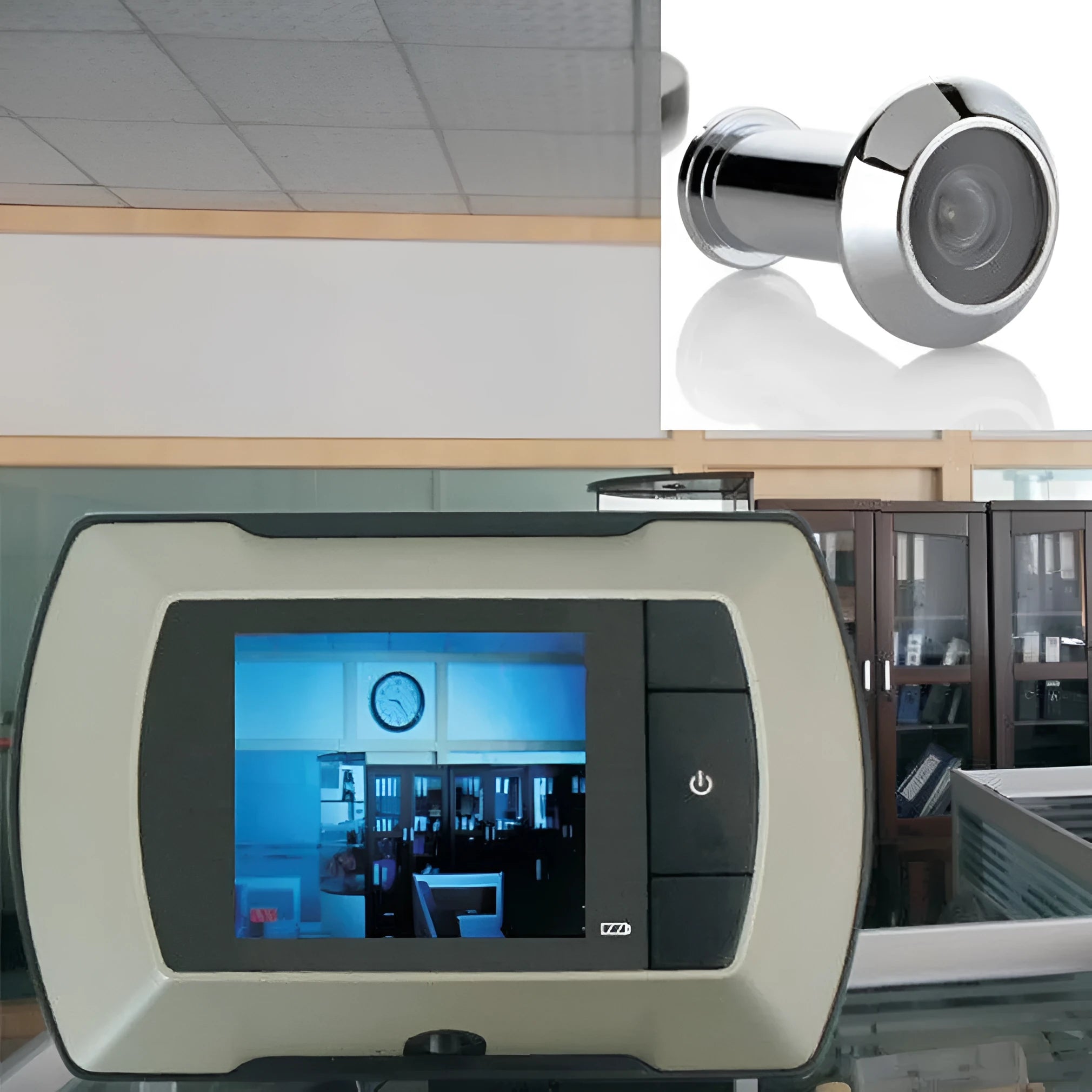 Digital electric peephole with LCD screen and camera for door security monitoring