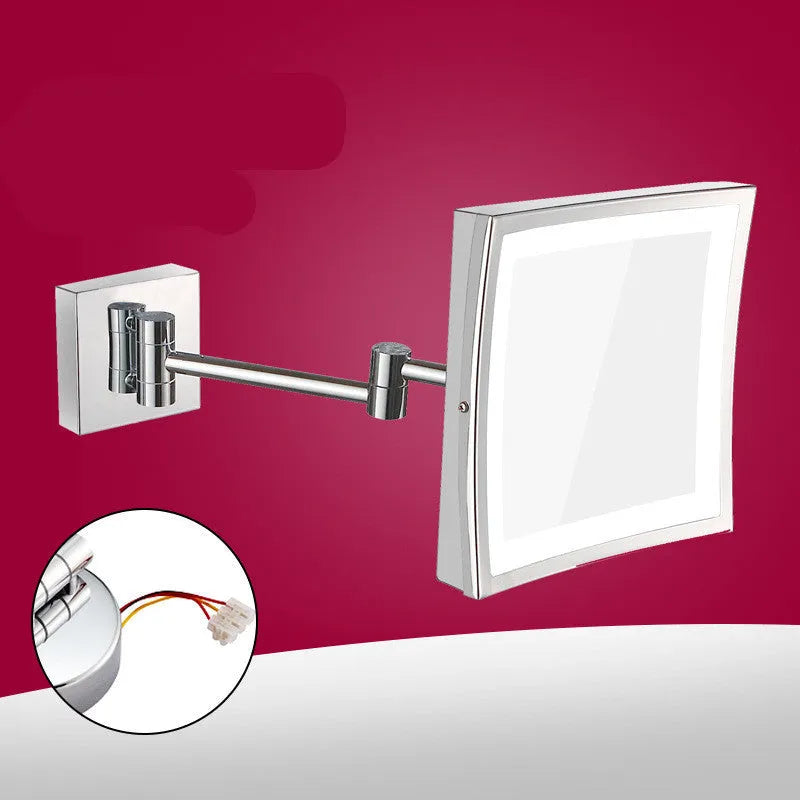 8.5-inch stainless steel folding makeup mirror in silver finish with adjustable viewing angle