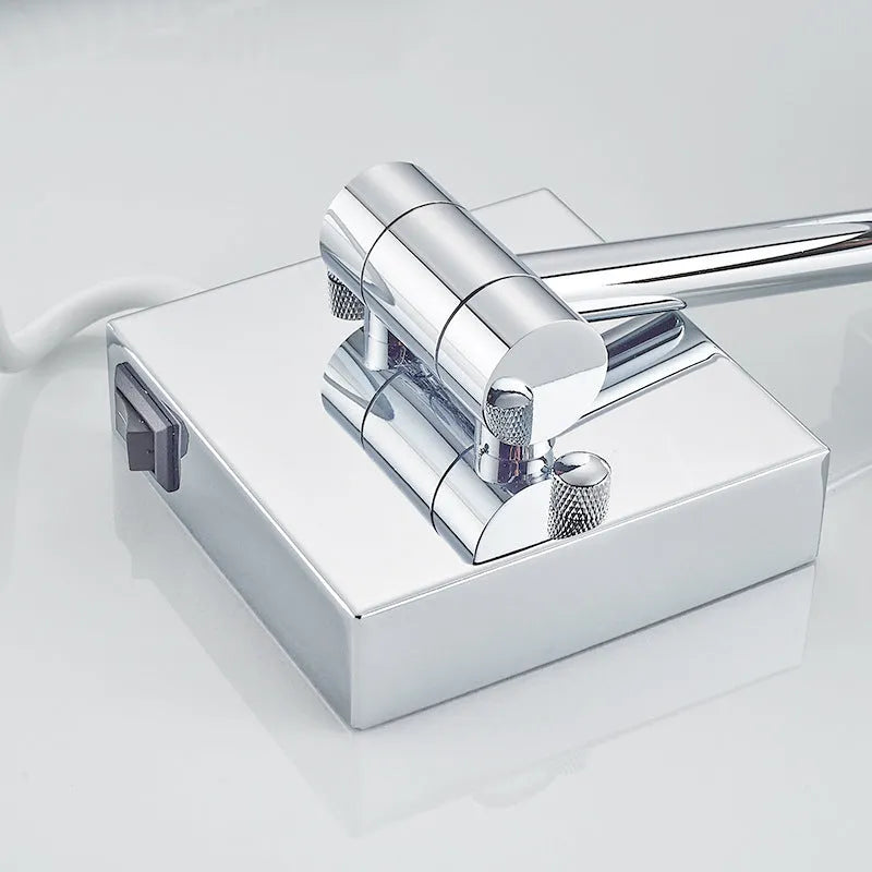 8.5-inch stainless steel folding makeup mirror in silver finish with adjustable viewing angle