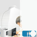 White USB rechargeable desk lamp with touch switch for reading and eye protection.