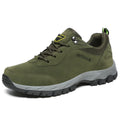 Men's low-cut hiking shoes in Army Green with viscose rubber soles, available in sizes 39 to 49