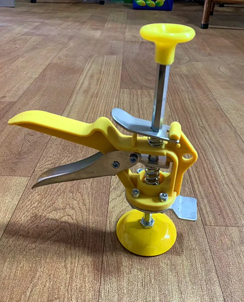 Adjustable height tile raising locator with electroplated metal alloy construction measuring 23.5 by 6.5 centimetres