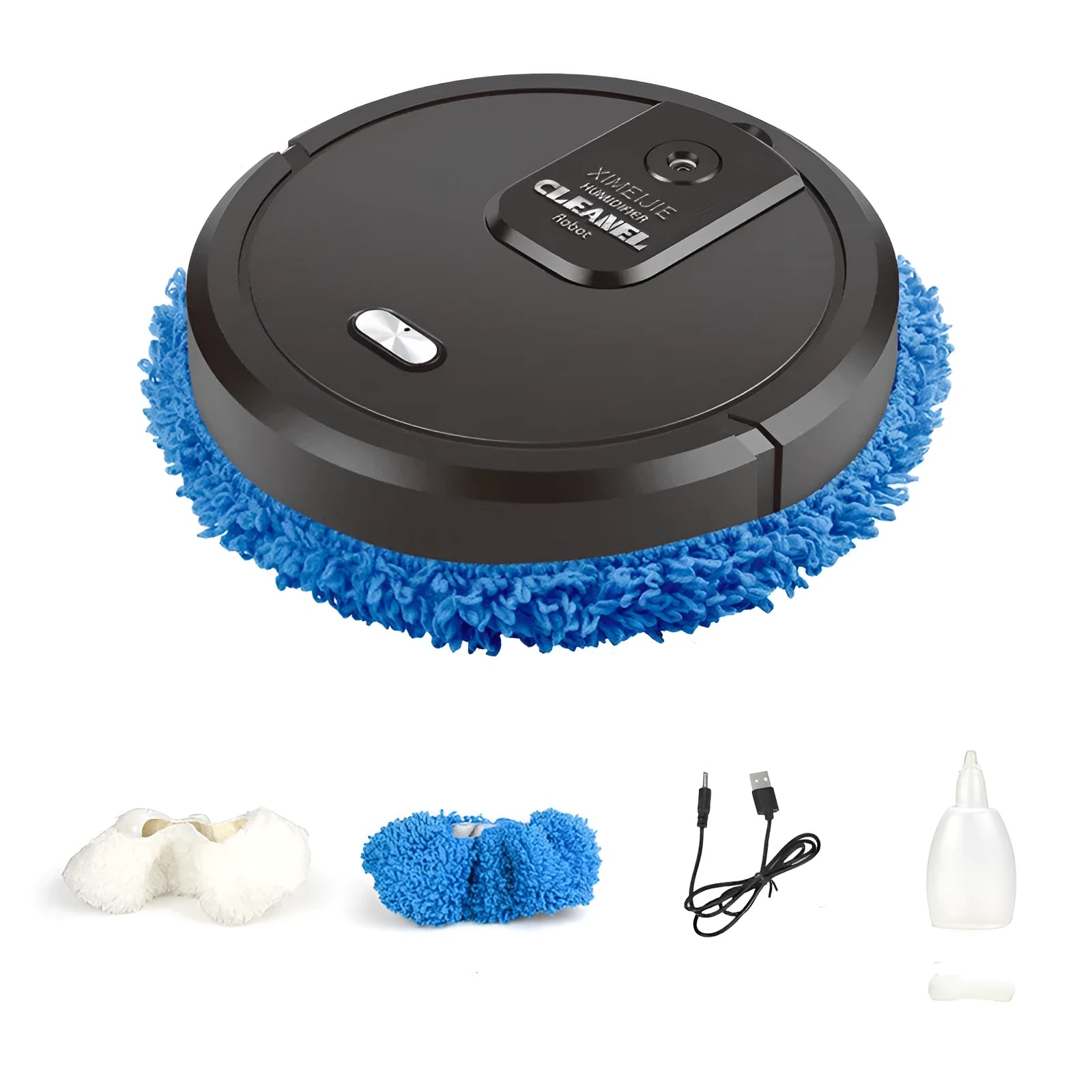 Automatic spray sweeping and mopping robot with button controls in various colour options
