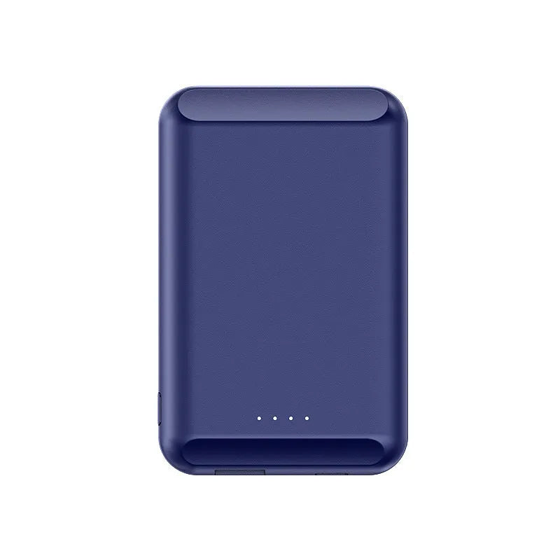 Magnetic wireless power bank in five colour options showing magnetic charging surface