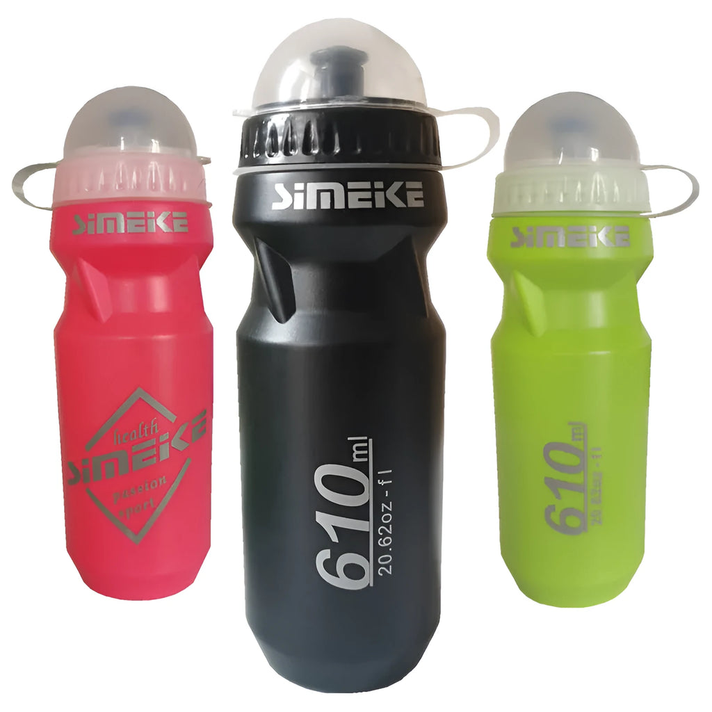 PC bicycle water bottle 610ml in black green and red colours for outdoor sports