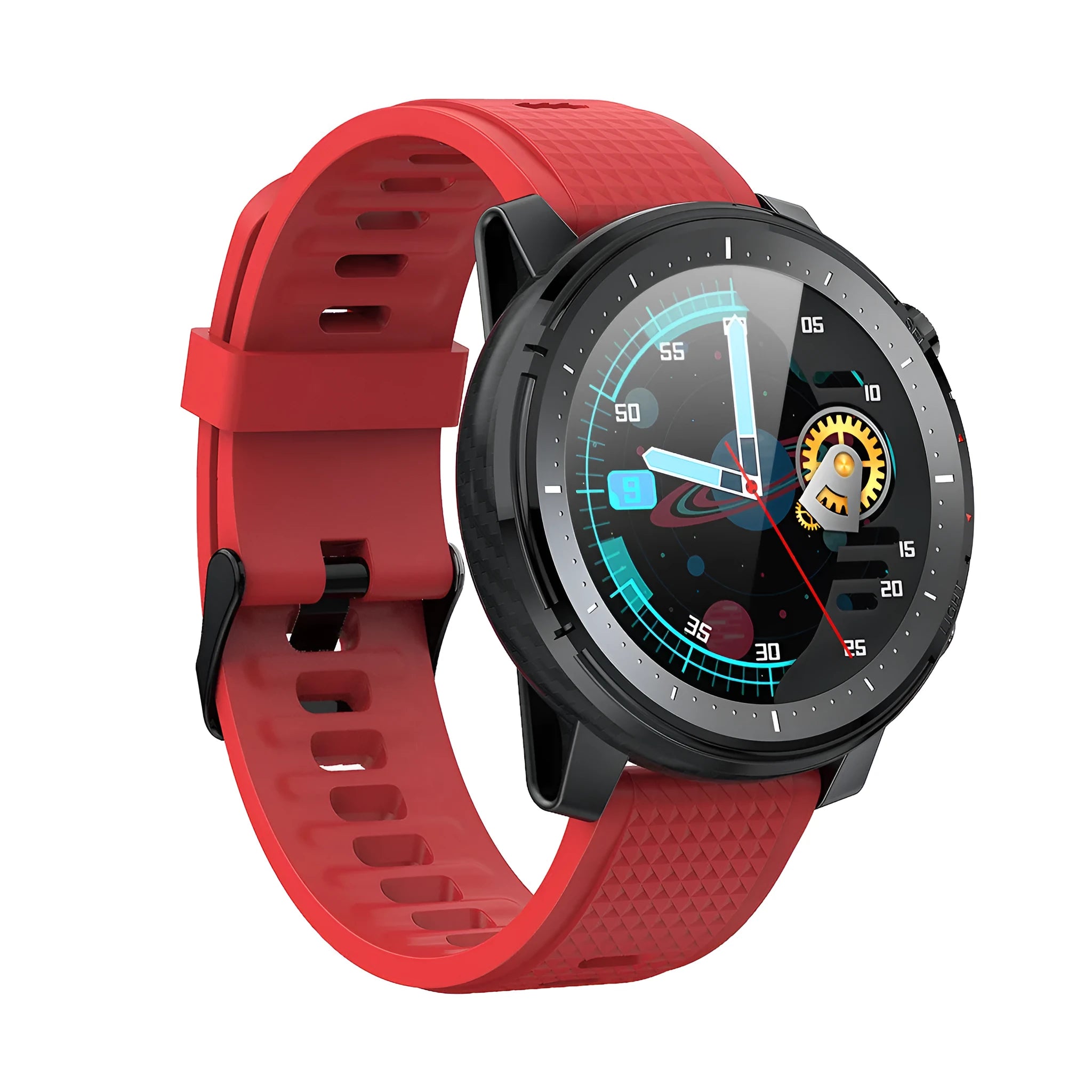 L15 IP68 waterproof Android smart watch with 1.3-inch round screen and black silicone strap