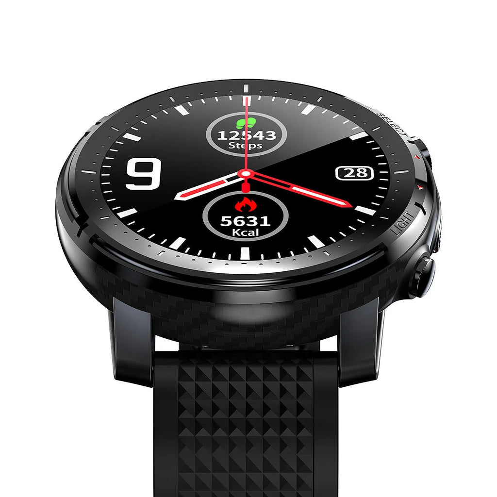 L15 IP68 waterproof Android smart watch with 1.3-inch round screen and black silicone strap