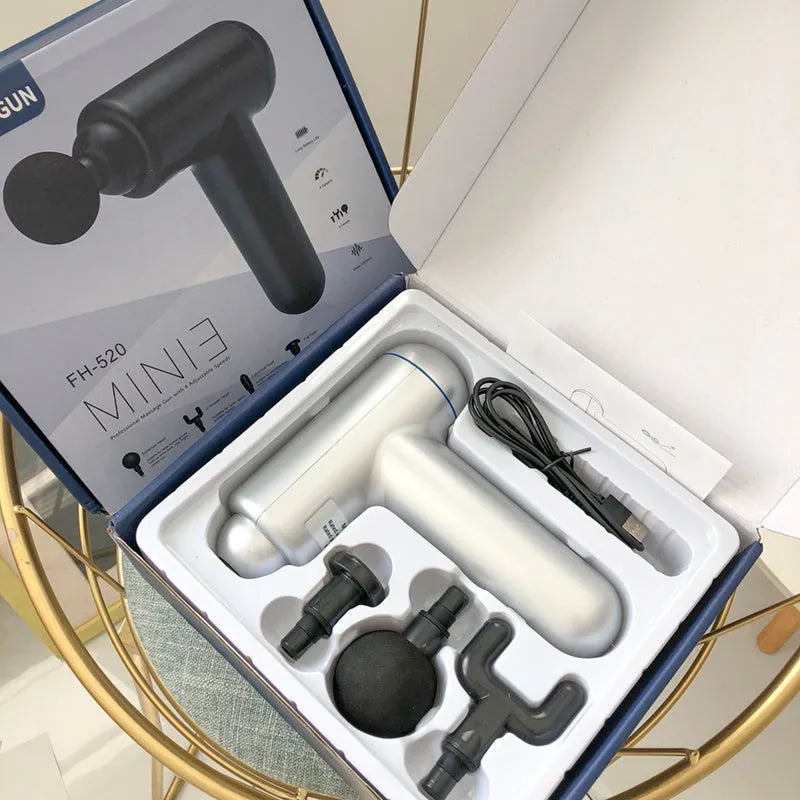 God Fascia Gun handheld massage device in black colour with USB charging port