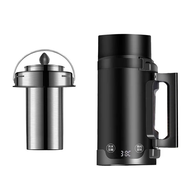 Portable mini electric kettle 500W 1L black plastic body with inner wall markings