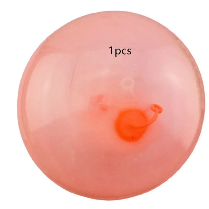 Inflatable bouncy ball in pink and yellow showing TPR material with 120cm diameter for party play