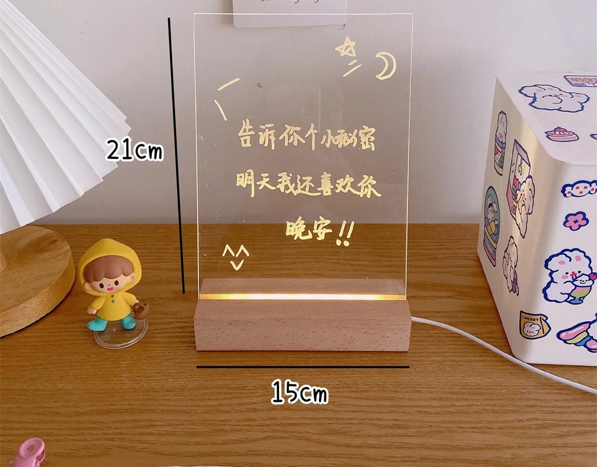 LED bedroom night light with erasable message board in multiple design options