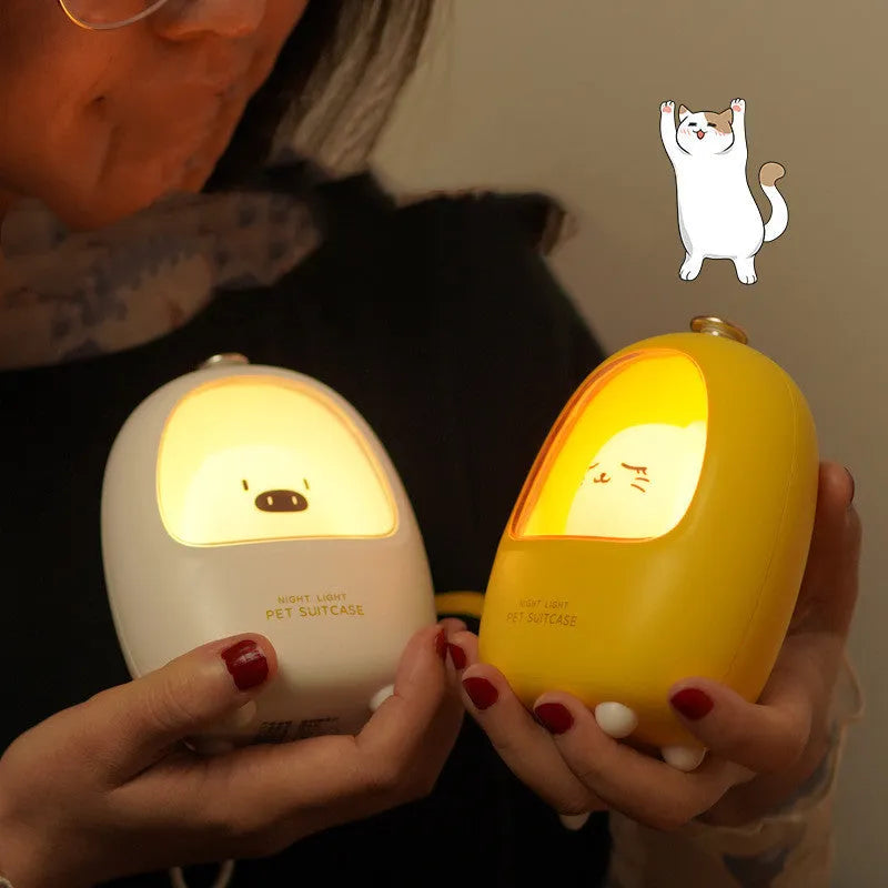 Cartoon bedside night light with touch dimming and LED soft glow on a table