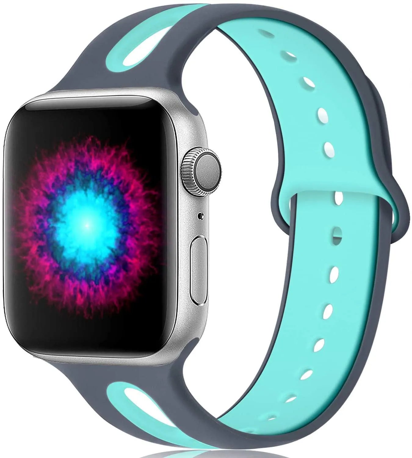 6-hole silicone replacement strap for Apple iWatch, 38/40mm size, white powder colour