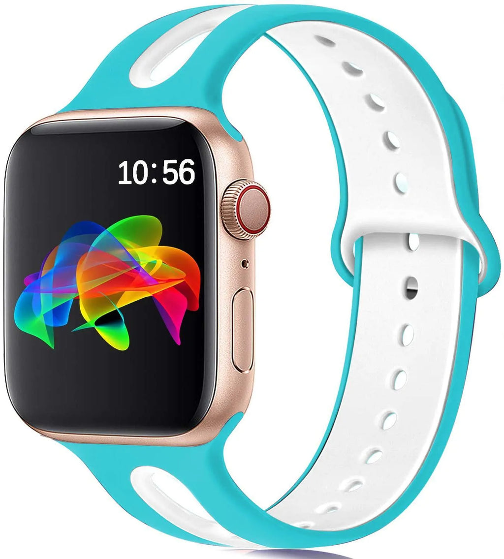 6-hole silicone replacement strap for Apple iWatch, 38/40mm size, white powder colour