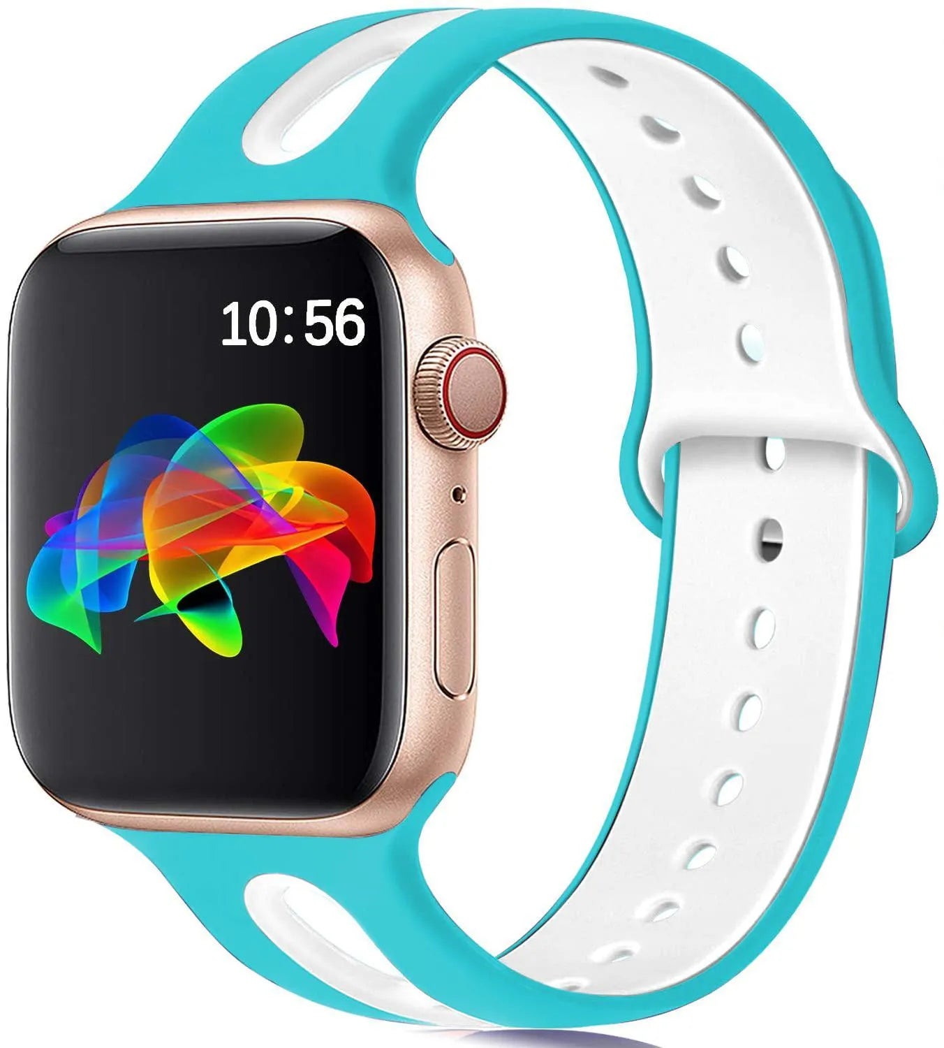 6-hole silicone replacement strap for Apple iWatch, 38/40mm size, white powder colour