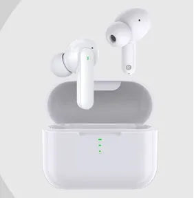 In-ear wireless Bluetooth headset in black with charging case showing magnetic suction charging contacts