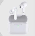 In-ear wireless Bluetooth headset in black with charging case showing magnetic suction charging contacts