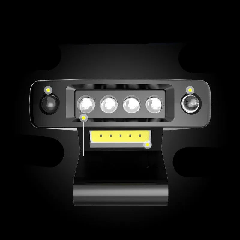 USB rechargeable clip cap light for night fishing with charge display and 360-degree rotation