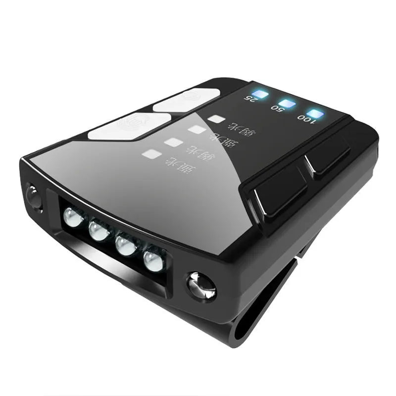 USB rechargeable clip cap light for night fishing with charge display and 360-degree rotation