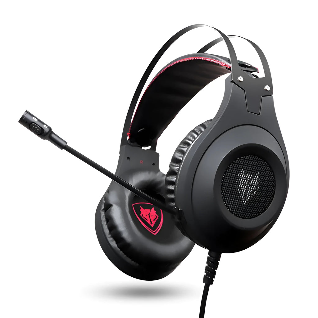 Black wired USB PC gaming headset with microphone and over-ear design for computer and notebook use