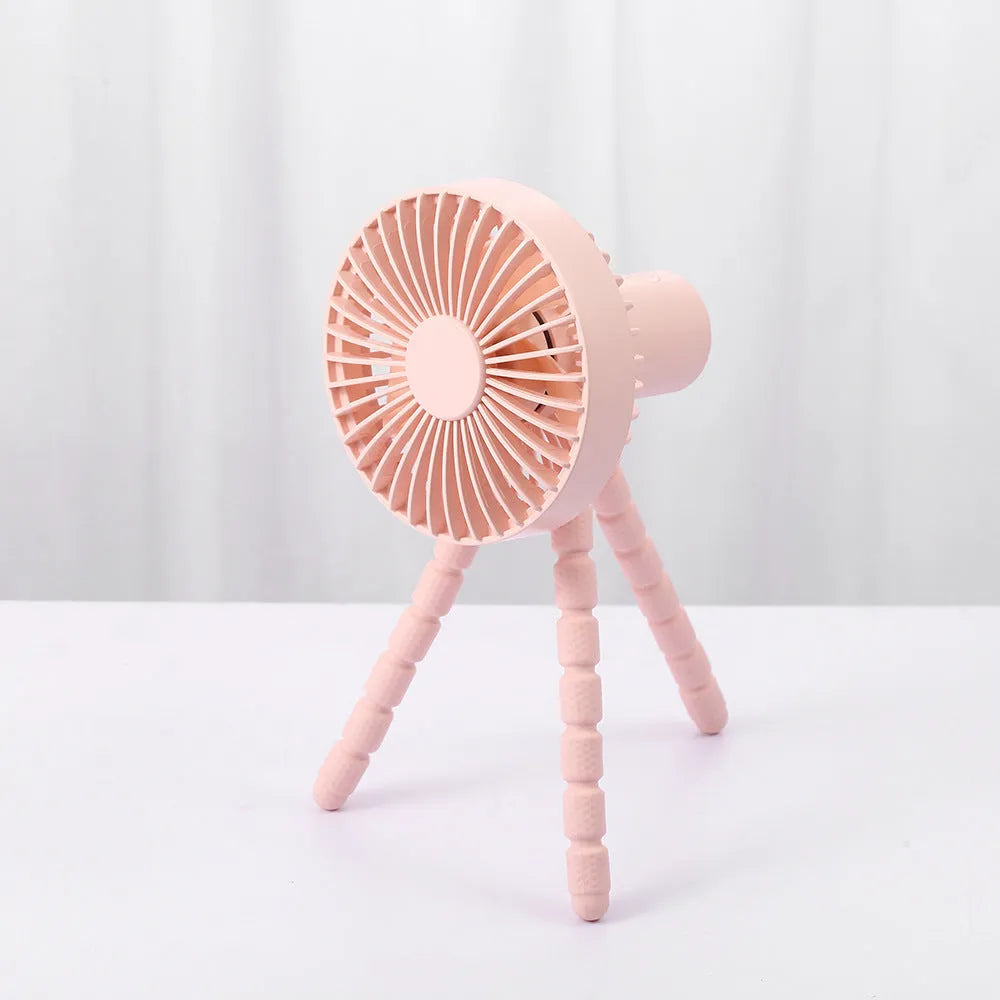 Portable desktop fan with octopus tripod and removable front cover in multiple colours