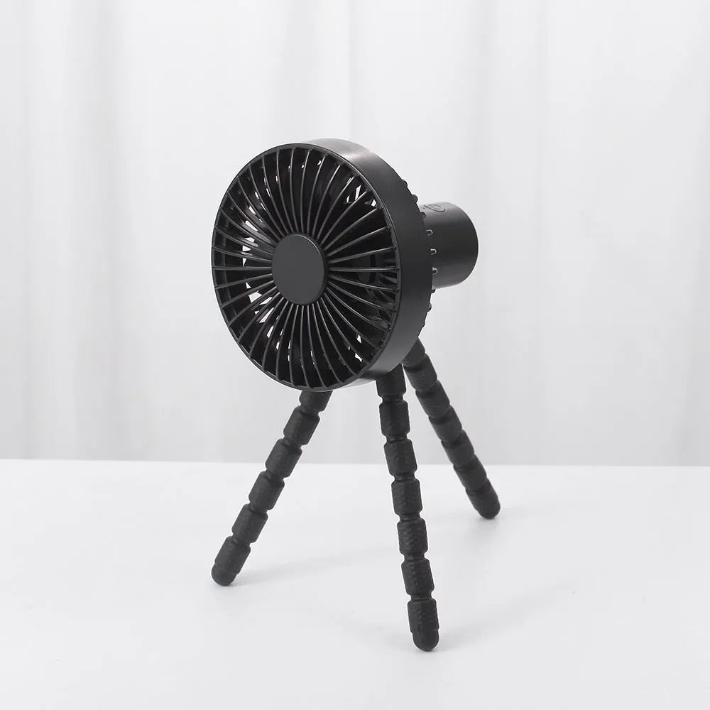 Portable desktop fan with octopus tripod and removable front cover in multiple colours