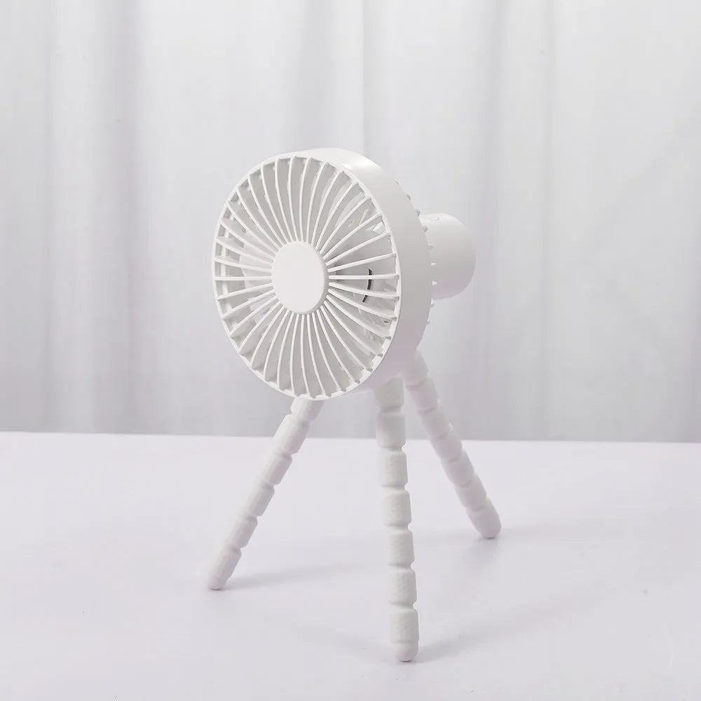 Portable desktop fan with octopus tripod and removable front cover in multiple colours