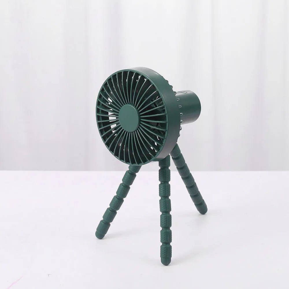 Portable desktop fan with octopus tripod and removable front cover in multiple colours