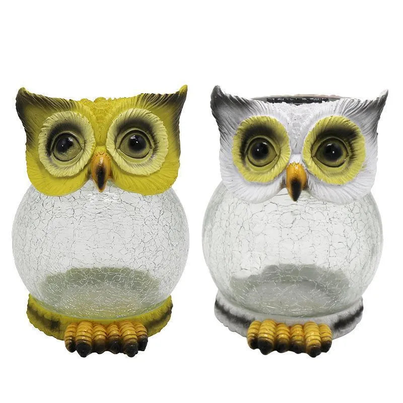 Solar owl shaped garden light with IP67 waterproof rating, 16cm high, white colour