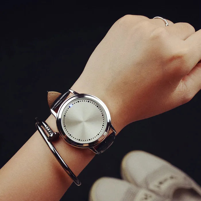 Electronic watch with blue light digital display in black or white colour options