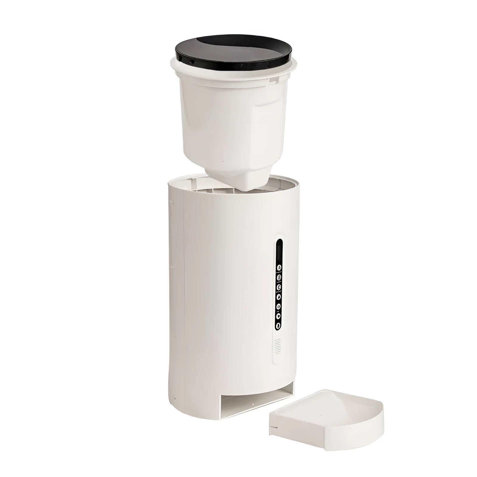 White smart pet feeder with 4.6L ABS plastic body and timed dispensing for dogs and cats