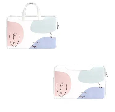 Blue waterproof PU leather laptop bag with soft handle and zipper opening for 15.6 inch devices