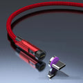 Black magnetic charging cable with rotating heads showing Apple and Android connectors