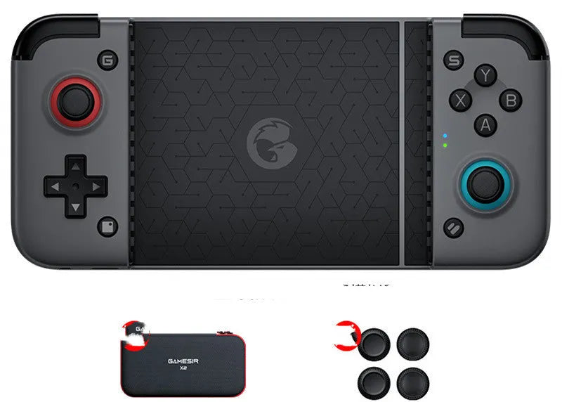 Gaze Chicks X2 stretching game controller connected to an Android phone, ABS plastic build, USB interface