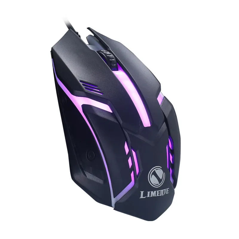 Wired luminous computer mouse with USB cable showing black and white colour options