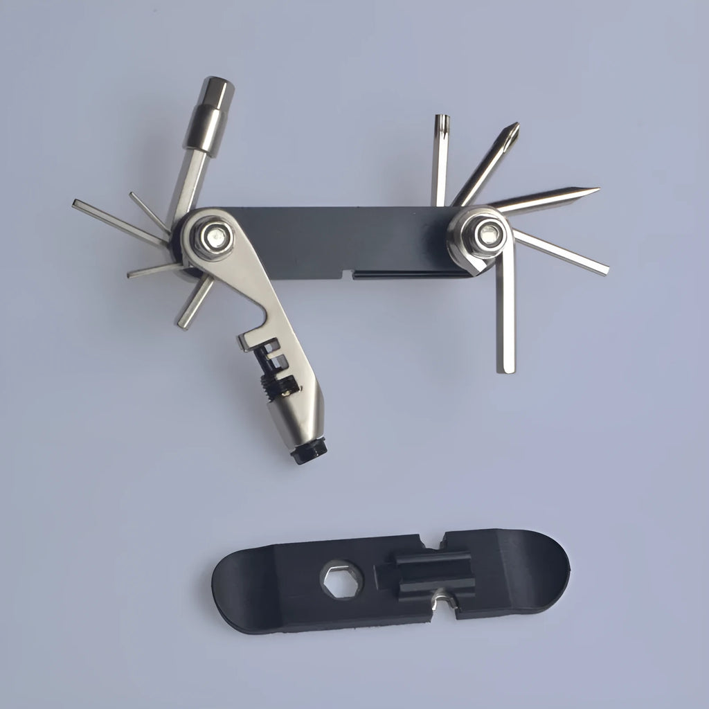 Chrome vanadium steel bicycle repair tool in black, compact 9.2x4.2x3cm combination tool